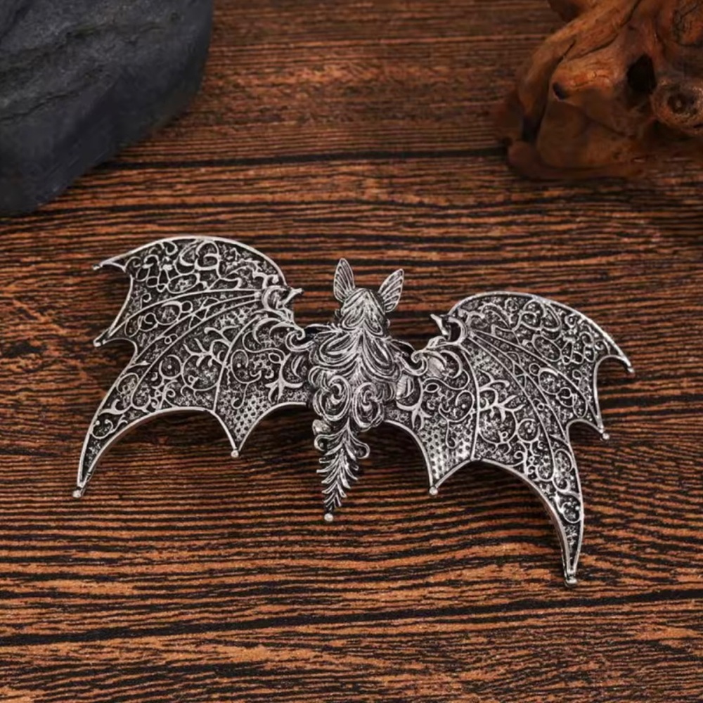Antique Silver Filigree Bat Hair Accessory